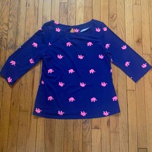 Lilly Pulitzer Waverly Resort Navy Elephant Drop Top